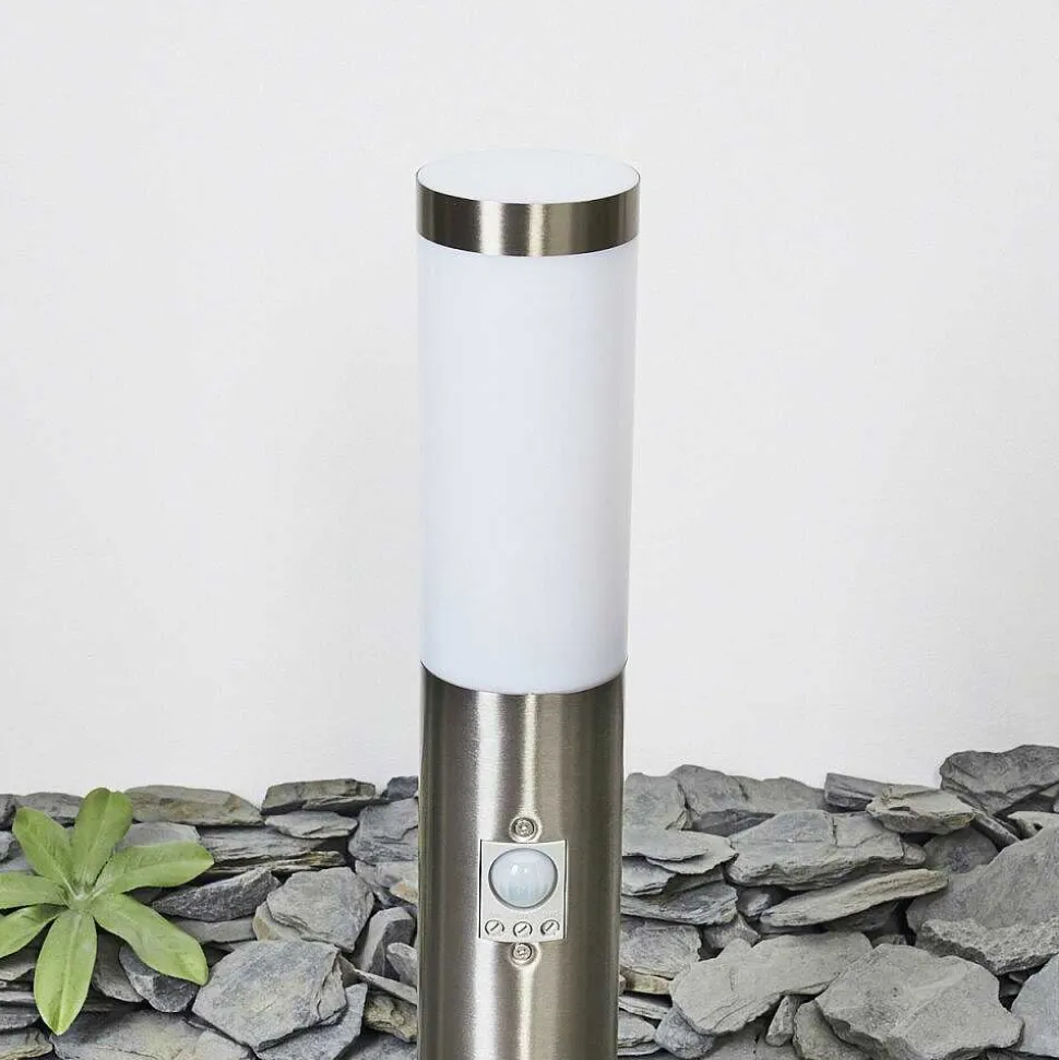Borne Lumineuse Sessa Nickel Mat, 1 Lumiere, Detecteur De Mouvement