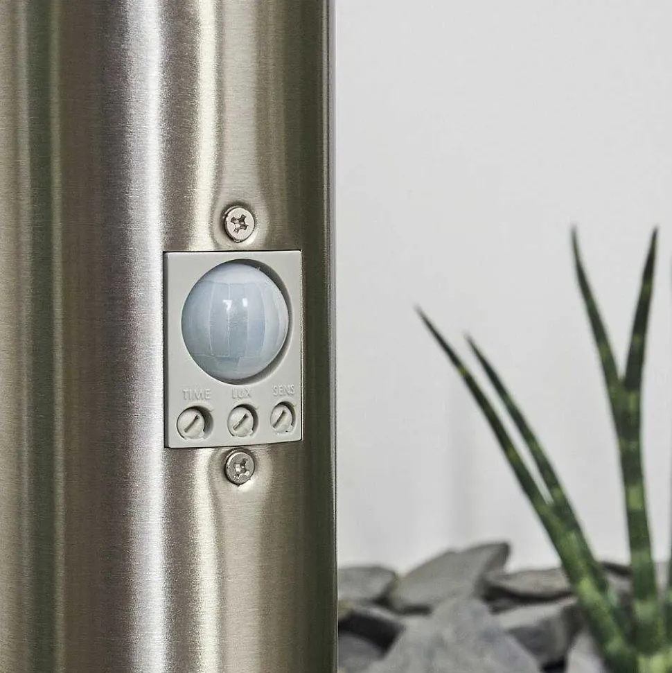 Borne Lumineuse Sessa Nickel Mat, 1 Lumiere, Detecteur De Mouvement