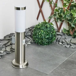 Borne Lumineuse Sessa Nickel Mat, 1 Lumiere, Detecteur De Mouvement