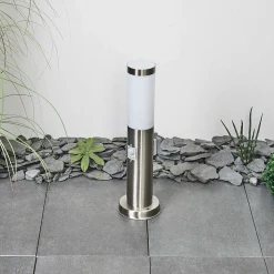 Borne Lumineuse Sessa Nickel Mat, 1 Lumiere, Detecteur De Mouvement