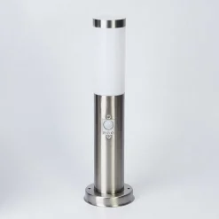 Borne Lumineuse Sessa Nickel Mat, 1 Lumiere, Detecteur De Mouvement