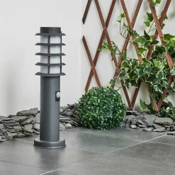 Borne Lumineuse Tunes Anthracite, 1 Lumiere, Detecteur De Mouvement