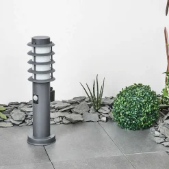 Borne Lumineuse Tunes Anthracite, 1 Lumiere, Detecteur De Mouvement