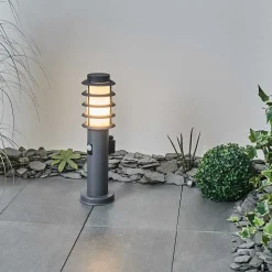 Borne Lumineuse Tunes Anthracite, 1 Lumiere, Detecteur De Mouvement