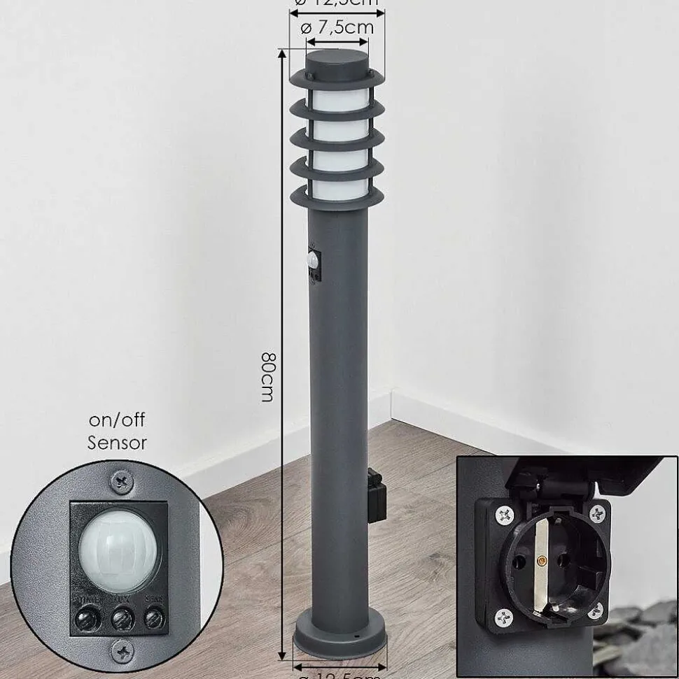 Borne Lumineuse Tunes Anthracite, 1 Lumiere, Detecteur De Mouvement