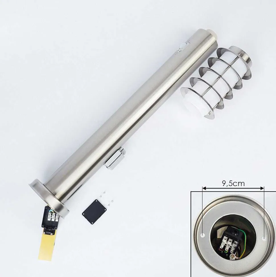 Borne Lumineuse Tunes Nickel Mat, 1 Lumiere, Detecteur De Mouvement