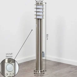 Borne Lumineuse Tunes Nickel Mat, 1 Lumiere, Detecteur De Mouvement