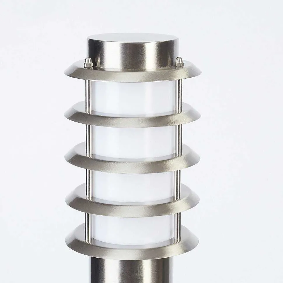 Borne Lumineuse Tunes Nickel Mat, 1 Lumiere, Detecteur De Mouvement