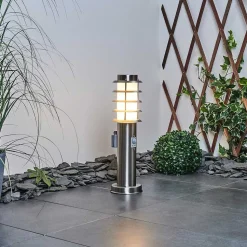 Borne Lumineuse Tunes Nickel Mat, 1 Lumiere, Detecteur De Mouvement