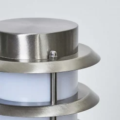 Borne Lumineuse Tunes Nickel Mat, 1 Lumiere, Detecteur De Mouvement