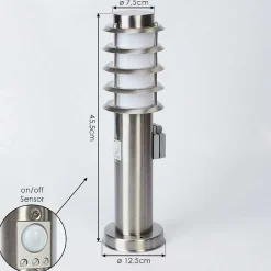 Borne Lumineuse Tunes Nickel Mat, 1 Lumiere, Detecteur De Mouvement