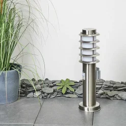 Borne Lumineuse Tunes Nickel Mat, 1 Lumiere, Detecteur De Mouvement