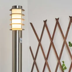 Borne Lumineuse Tunes Nickel Mat, 1 Lumiere, Detecteur De Mouvement