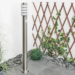 Borne Lumineuse Tunes Nickel Mat, 1 Lumiere, Detecteur De Mouvement