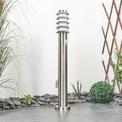 Borne Lumineuse Tunes Nickel Mat, 1 Lumiere, Detecteur De Mouvement