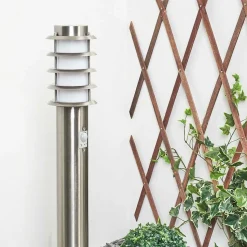 Borne Lumineuse Tunes Nickel Mat, 1 Lumiere, Detecteur De Mouvement