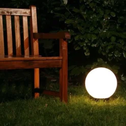 Boule Lumineuse De Jardin 20 Cm Blanc, 1 Lumiere