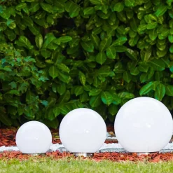 Boule Lumineuse Solar Led Acier Inoxydable, 2 Lumieres