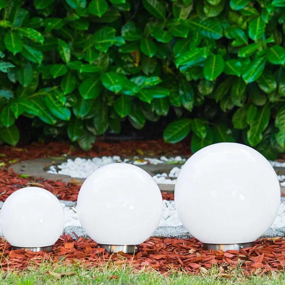 Boule Lumineuse Solar Led Acier Inoxydable, 2 Lumieres