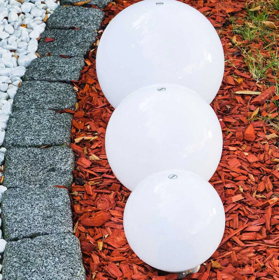 Boule Lumineuse Solar Led Acier Inoxydable, 2 Lumieres