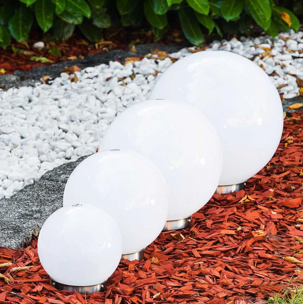 Boule Lumineuse Solar Led Acier Inoxydable, 2 Lumieres