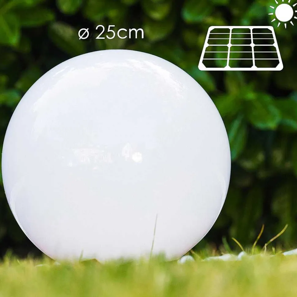 Boule Lumineuse Solar Led Acier Inoxydable, 2 Lumieres