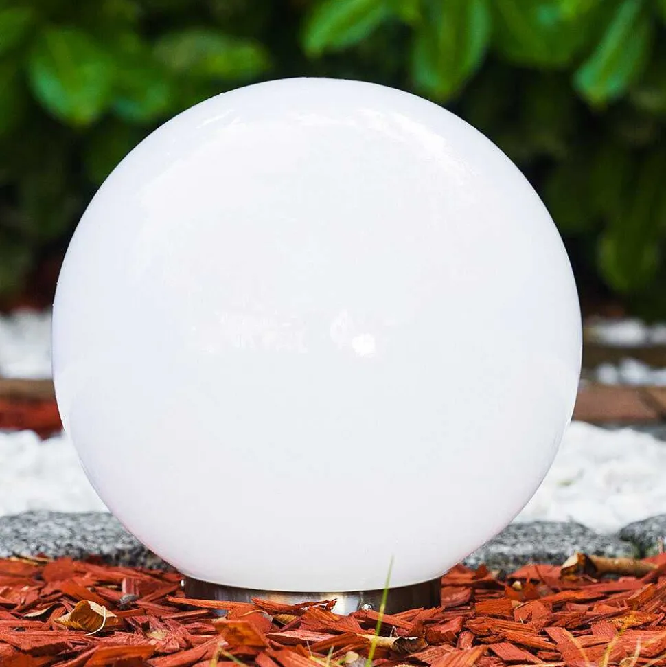 Boule Lumineuse Solar Led Acier Inoxydable, 2 Lumieres