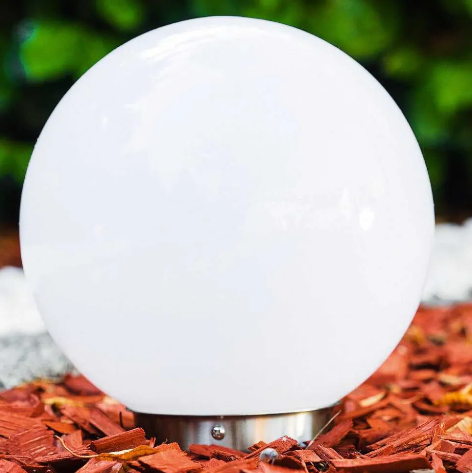 Boule Lumineuse Solar Led Acier Inoxydable, 2 Lumieres