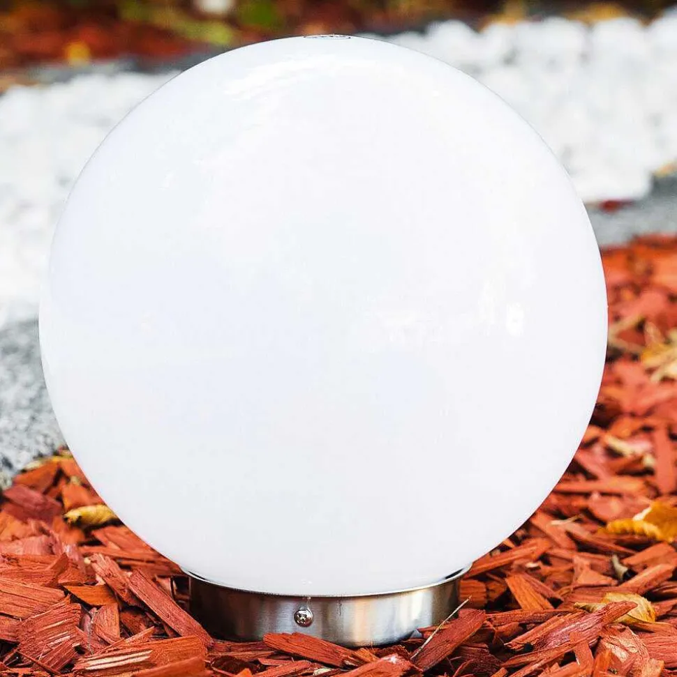 Boule Lumineuse Solar Led Acier Inoxydable, 2 Lumieres