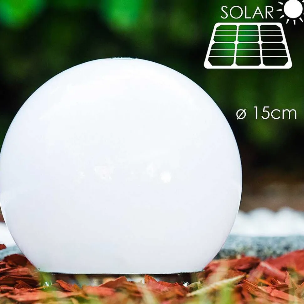 Boule Lumineuse Solar Led Acier Inoxydable, 2 Lumieres