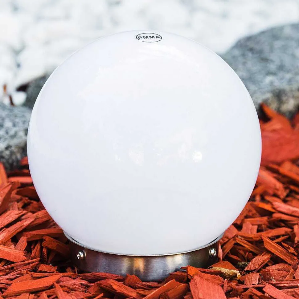 Boule Lumineuse Solar Led Acier Inoxydable, 2 Lumieres