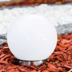 Boule Lumineuse Solar Led Acier Inoxydable, 2 Lumieres