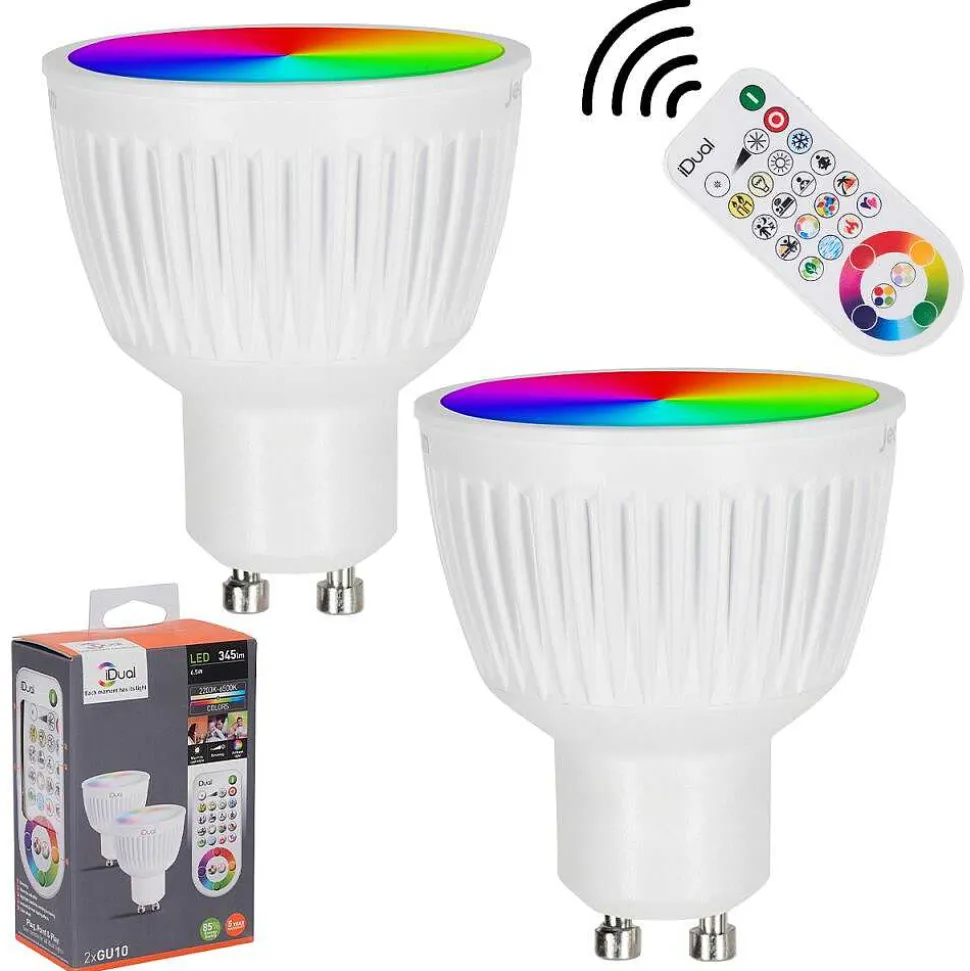 Candal Gu10 Led Rgb 6,5 Watt 2200-6500 Kelvin 345 Lumen Lot De 2 Avec Telecommande
