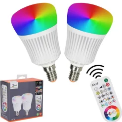 Idual E14 Led Rgb 7 Watt 2200-6500 Kelvin 470 Lumen Lot De 2 Avec Telecommande