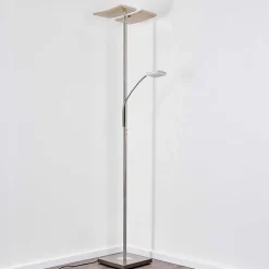 Lampadaire A Vasque Thyolo Led Acier Brosse, 2 Lumieres