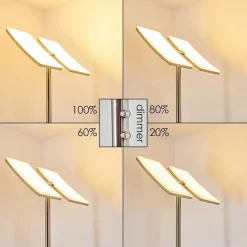 Lampadaire A Vasque Thyolo Led Acier Brosse, 2 Lumieres