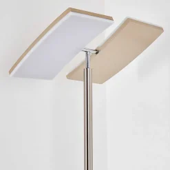 Lampadaire A Vasque Thyolo Led Acier Brosse, 2 Lumieres