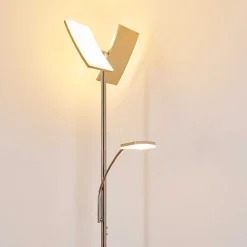 Lampadaire A Vasque Thyolo Led Acier Brosse, 2 Lumieres