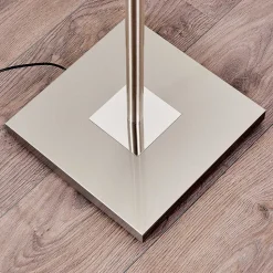 Lampadaire A Vasque Thyolo Led Acier Brosse, 2 Lumieres