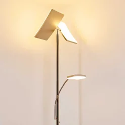 Lampadaire A Vasque Thyolo Led Acier Brosse, 2 Lumieres