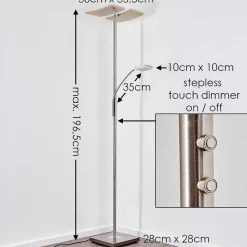 Lampadaire A Vasque Thyolo Led Acier Brosse, 2 Lumieres