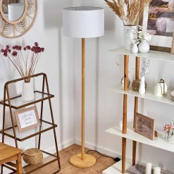 Lampadaire Akrema Ecru, Noir, 1 Lumiere