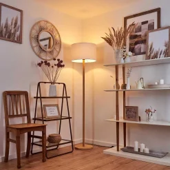 Lampadaire Akrema Ecru, Noir, 1 Lumiere