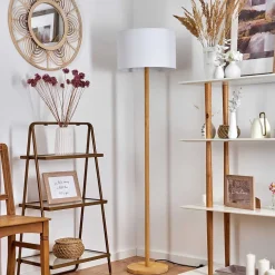 Lampadaire Akrema Ecru, Noir, 1 Lumiere