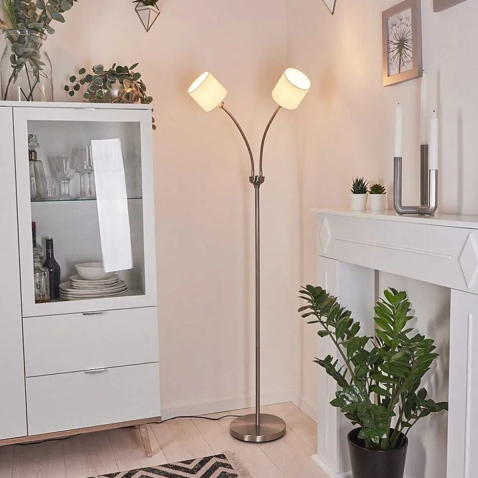 Lampadaire Alsen Nickel Mat, 2 Lumieres