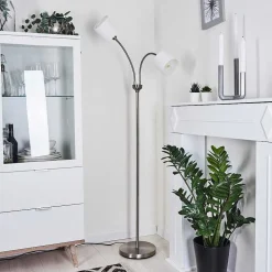 Lampadaire Alsen Nickel Mat, 2 Lumieres