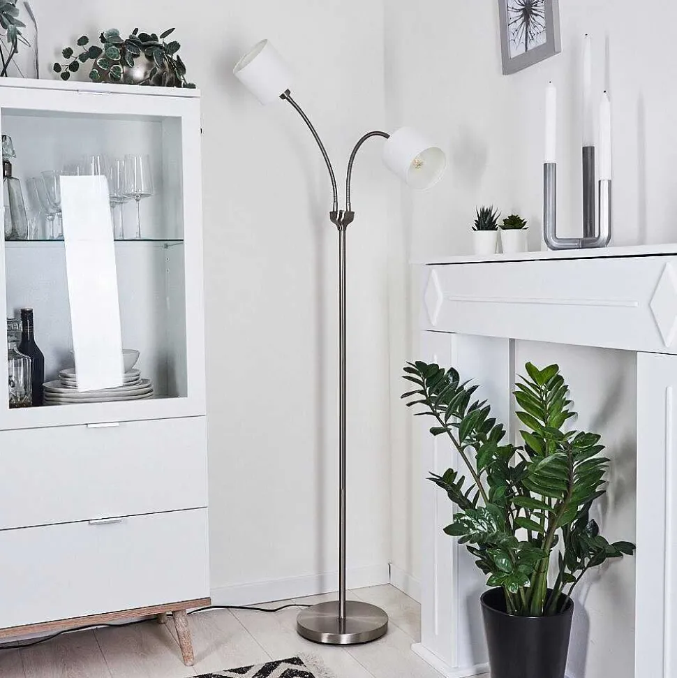 Lampadaire Alsen Nickel Mat, 2 Lumieres