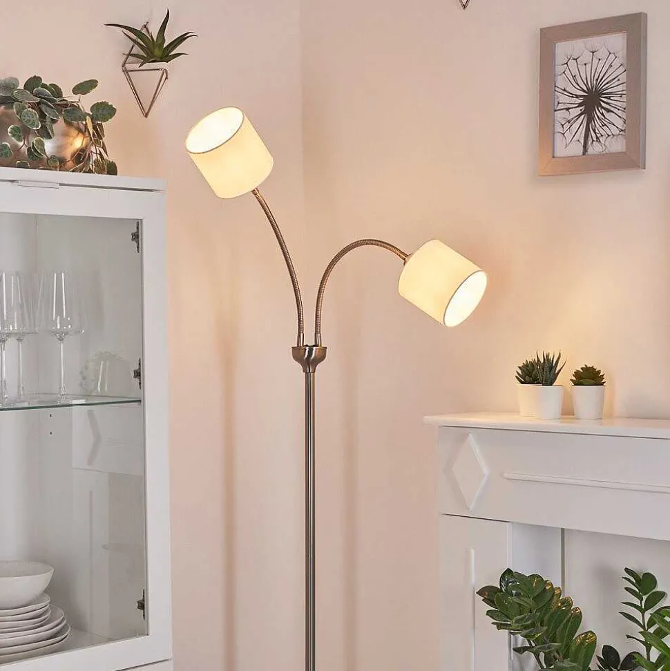 Lampadaire Alsen Nickel Mat, 2 Lumieres