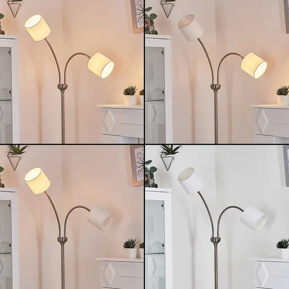 Lampadaire Alsen Nickel Mat, 2 Lumieres