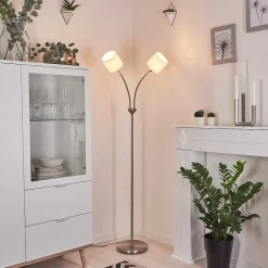 Lampadaire Alsen Nickel Mat, 2 Lumieres